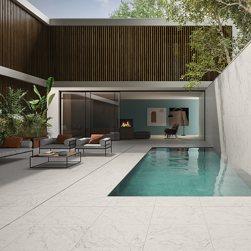 Porcelain Pavers and Tile Landmark™ Michelangelo Extra White Pool