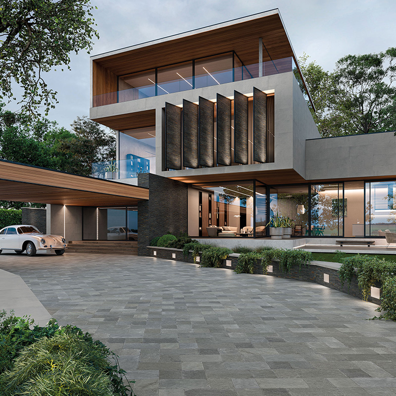 Porcelain Pavers and Tile Landmark™ Tumbled Bluestone Driveway