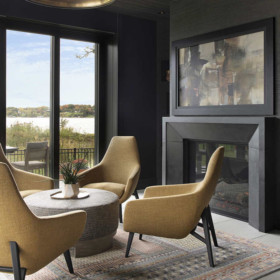 Our popular Donnerhall fireplace surround design crafted here in dark and dramatic Friesian™ Limestone.