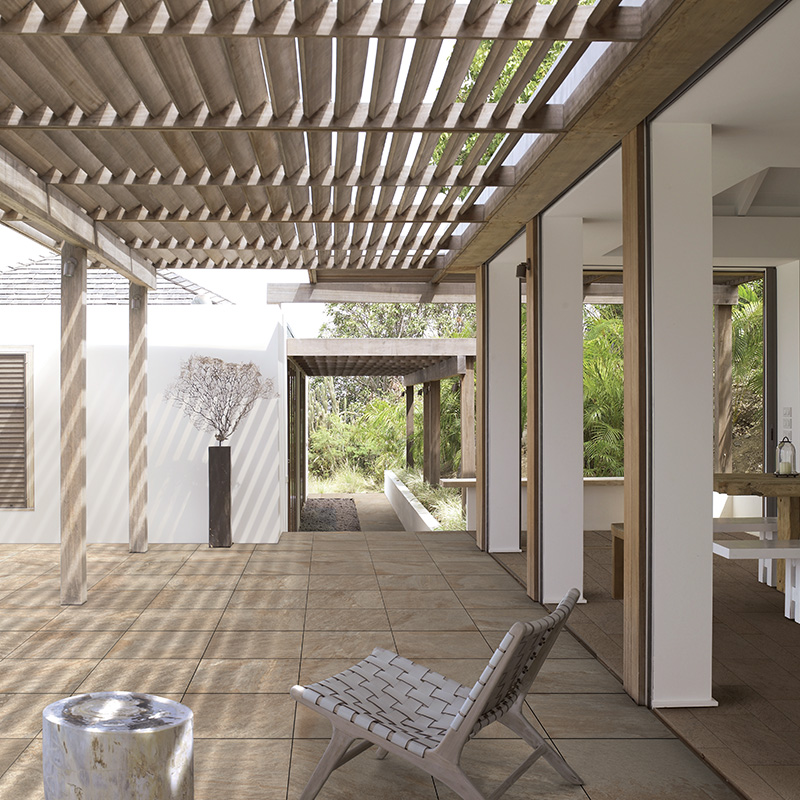 Porcelain Pavers and Tile Landmark™ Barge Gold Patio Pergola