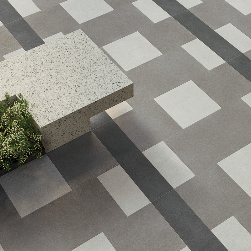 Porcelain Pavers and Tile Landmark™ Cosmopolitan Ash Fashion Black Urban Area Patio