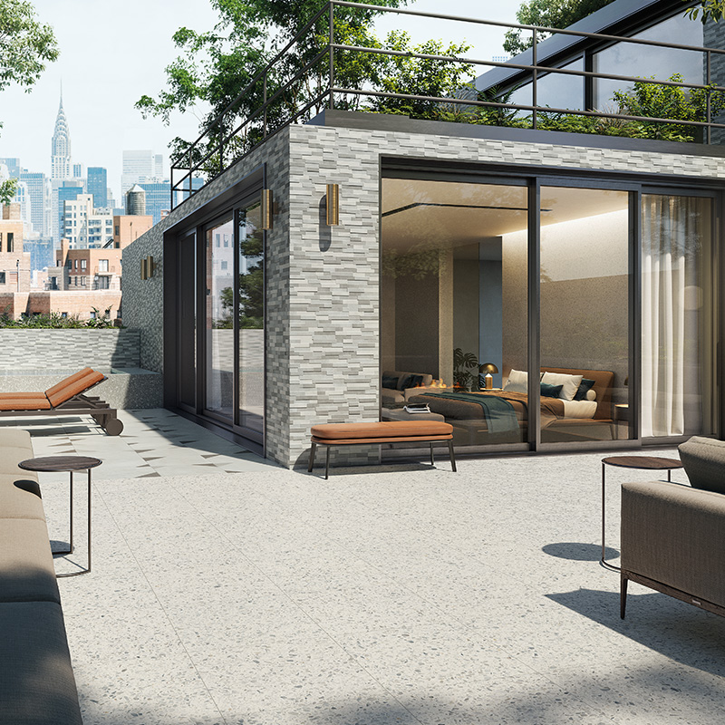 Porcelain Pavers and Tile Landmark™ Diamond White Patchwork Ash Patio