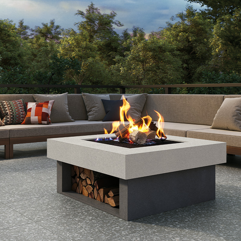 Porcelain Pavers and Tile Landmark™ Fashion Grey White Avenue Outdoor Fireplace