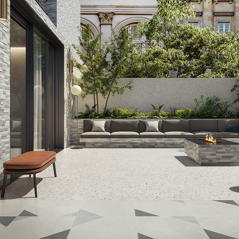 Porcelain Pavers and Tile Landmark™ Patchwork Ash Diamond White Luxury Suite