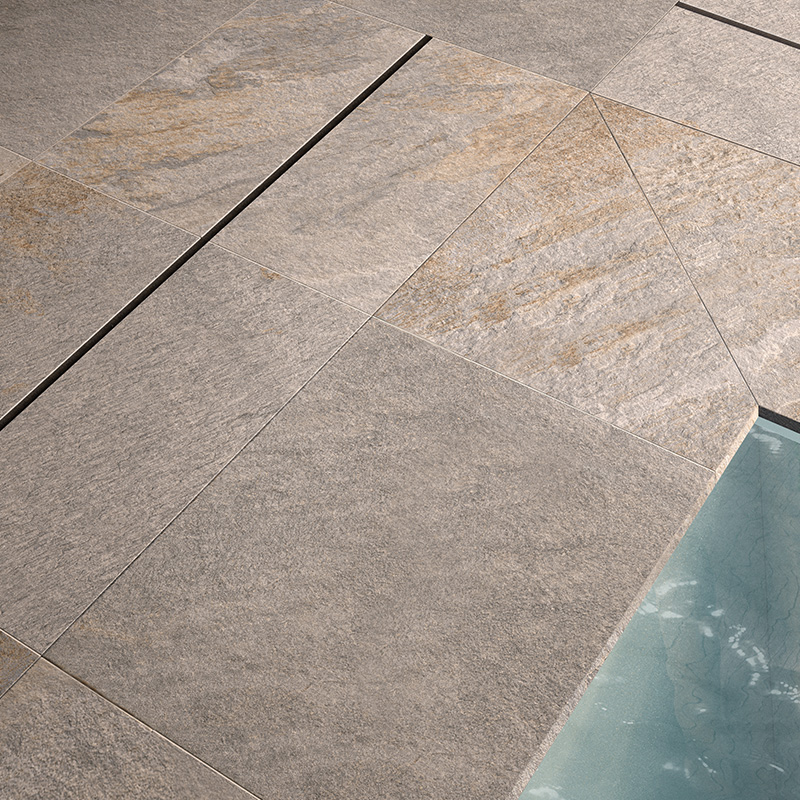 Porcelain Pavers and Tile Landmark™ Silver Quartz Pool Drain System