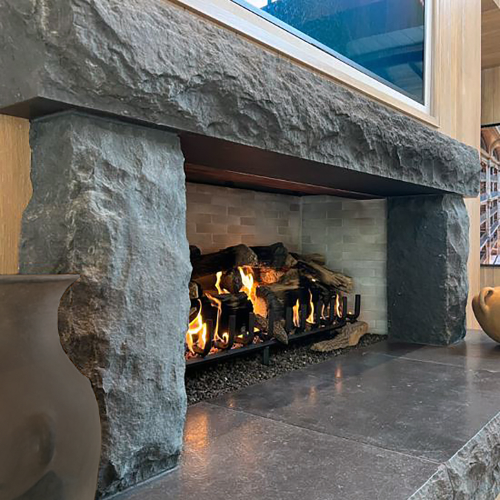 53. Close-up of our hand-finished Relic™ finish in Friesian™ Limestone.