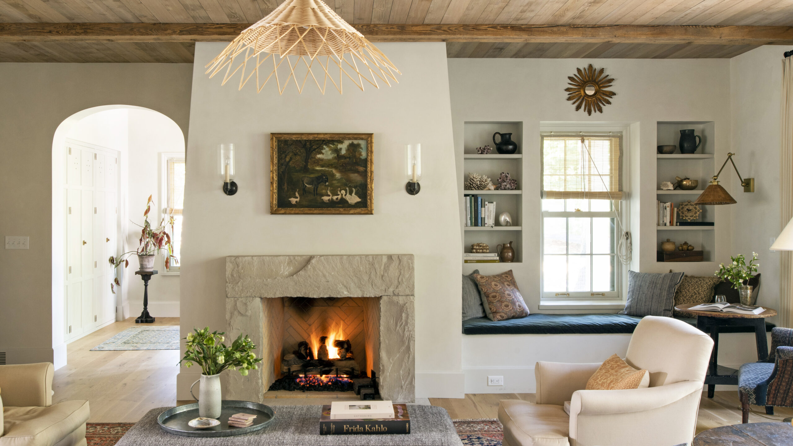 32. The heart of this artisan dream home: a hand-finished limestone fire surround in our Relic™ finish.