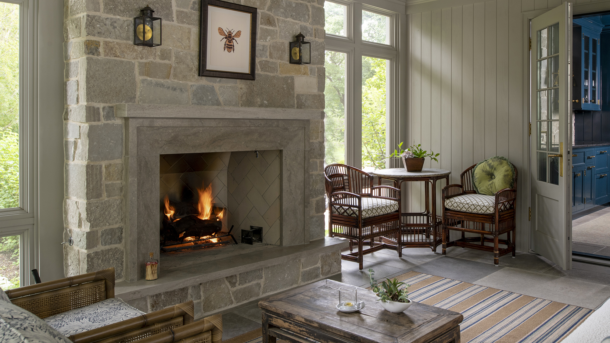 18. Our Fleuri-cut Barone™ Limestone surround perfectly suits this luxurious Northwoods retreat.