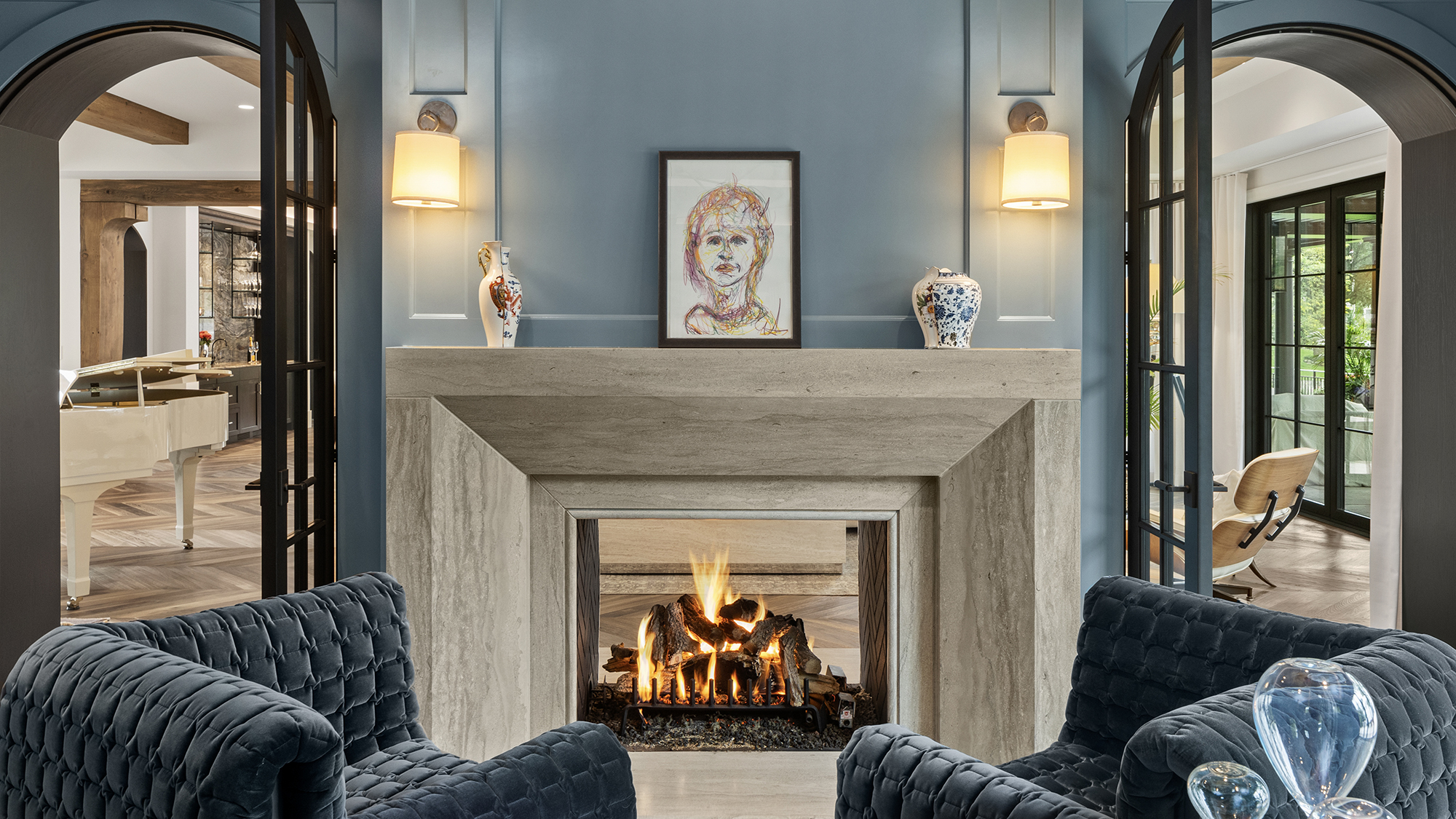 48. A stunning example of our Donnerhall surround design in our Barone™ Limestone. Flueri cut, light brush finish.