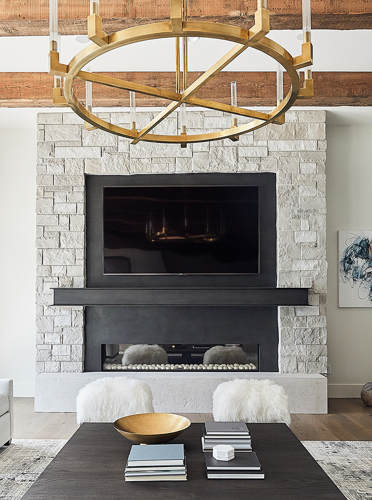 6. A substantial & stylish Limestone seating hearth.