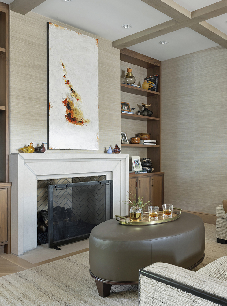 42. A handsome den made complete with this Ardeo™ Limestone surround in our Heritage™ finish.