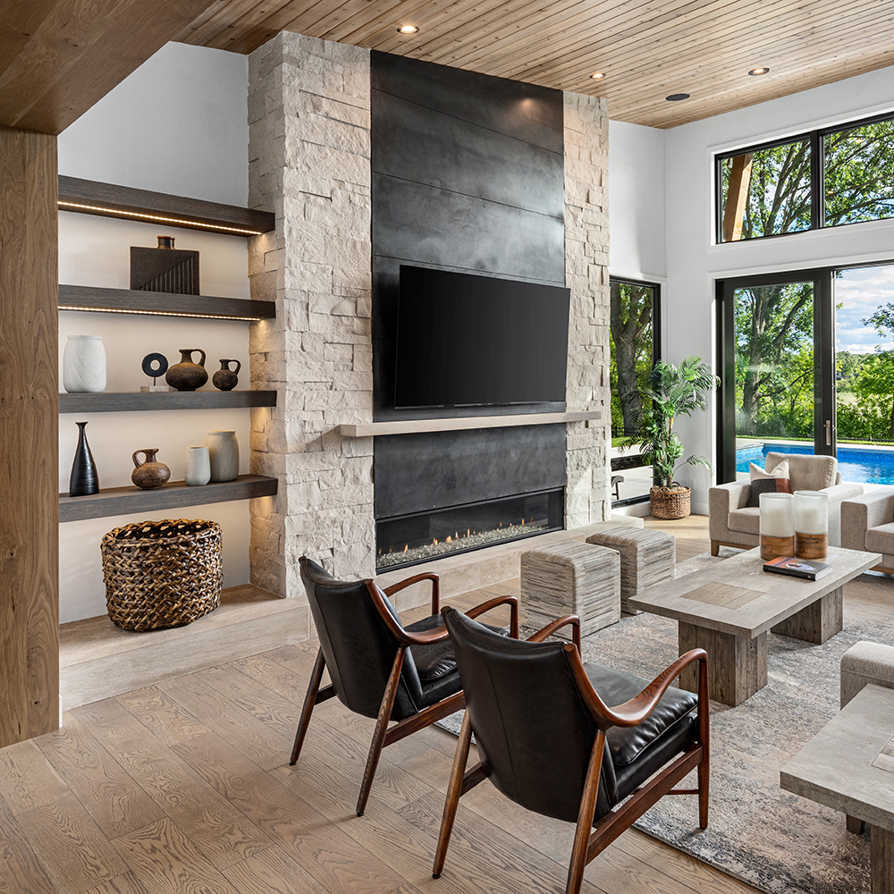 14. A giant hearth foundation in Indiana Limestone and Alder™ Limestone veneer.